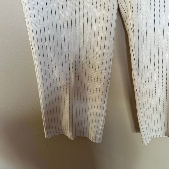 Jason Wu Ivory Pin-Striped Wide Leg Trouser Pants Womens Size 12 Resort Cotton - Picture 4 of 9